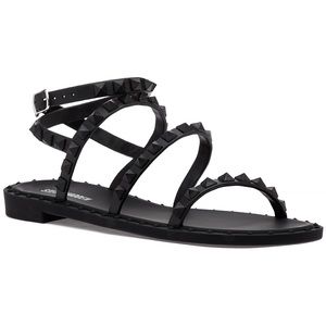 Steve Madden Black Studded Travel-J Sandal Size 8